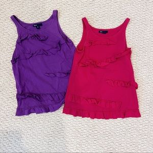 GAP Pink and Purple Ruffle Tank Bundle